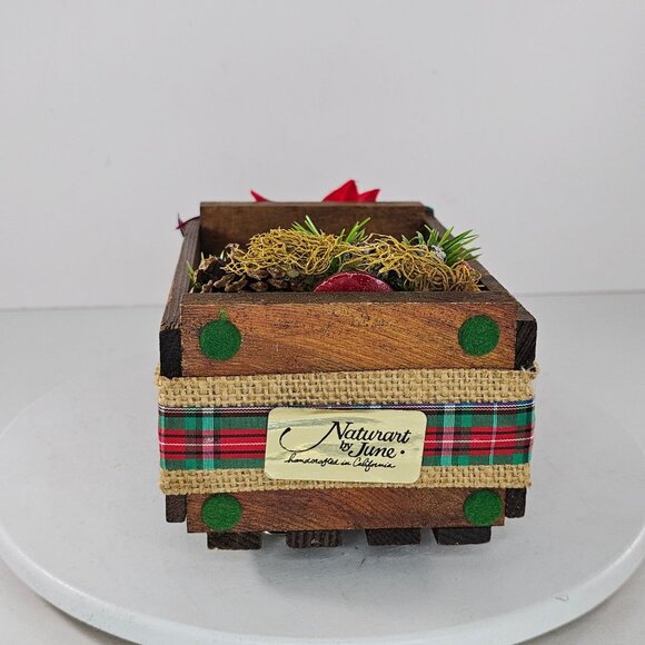 Handcrafted Music Box Nutcracker Christmas Rustic Burlap Ribbon Naturart By June - Picture 5 of 8